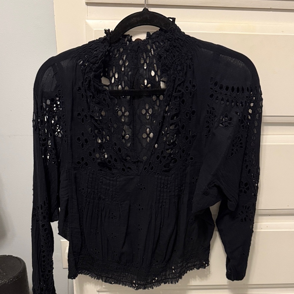 Free People Black Lace Women's Top